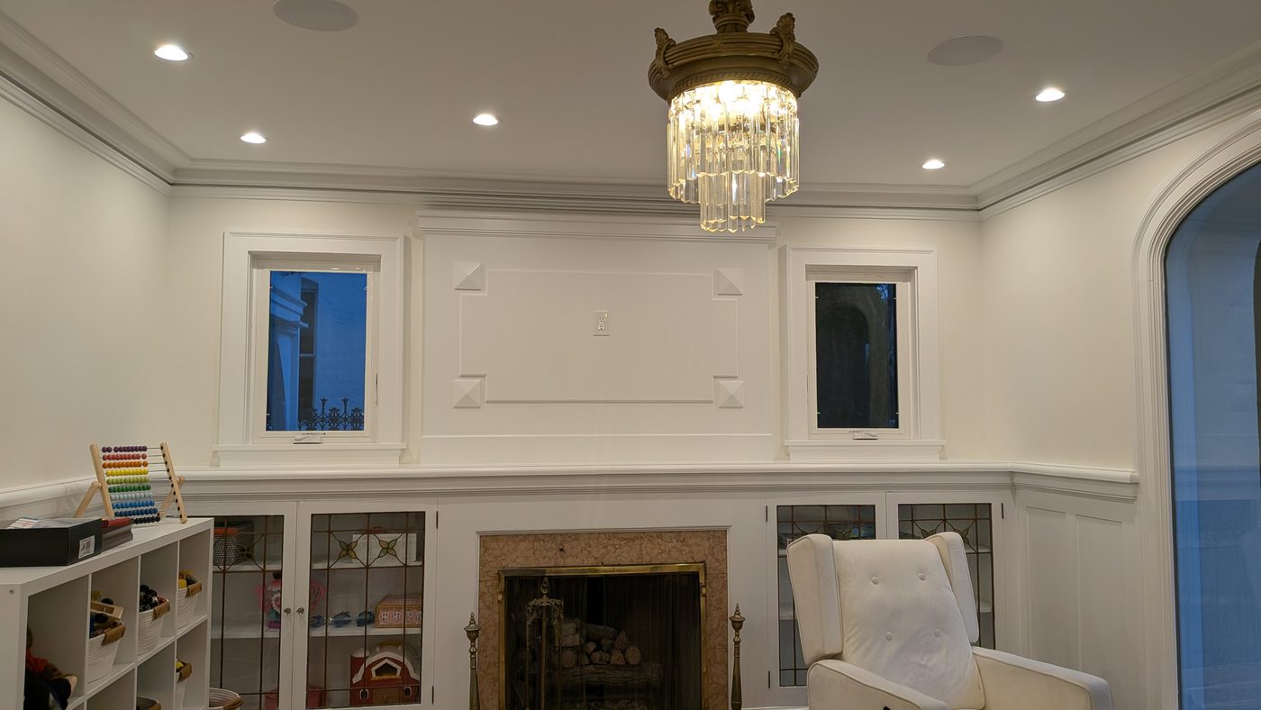 Custom cabinetry and millwork with leaded-glass doors